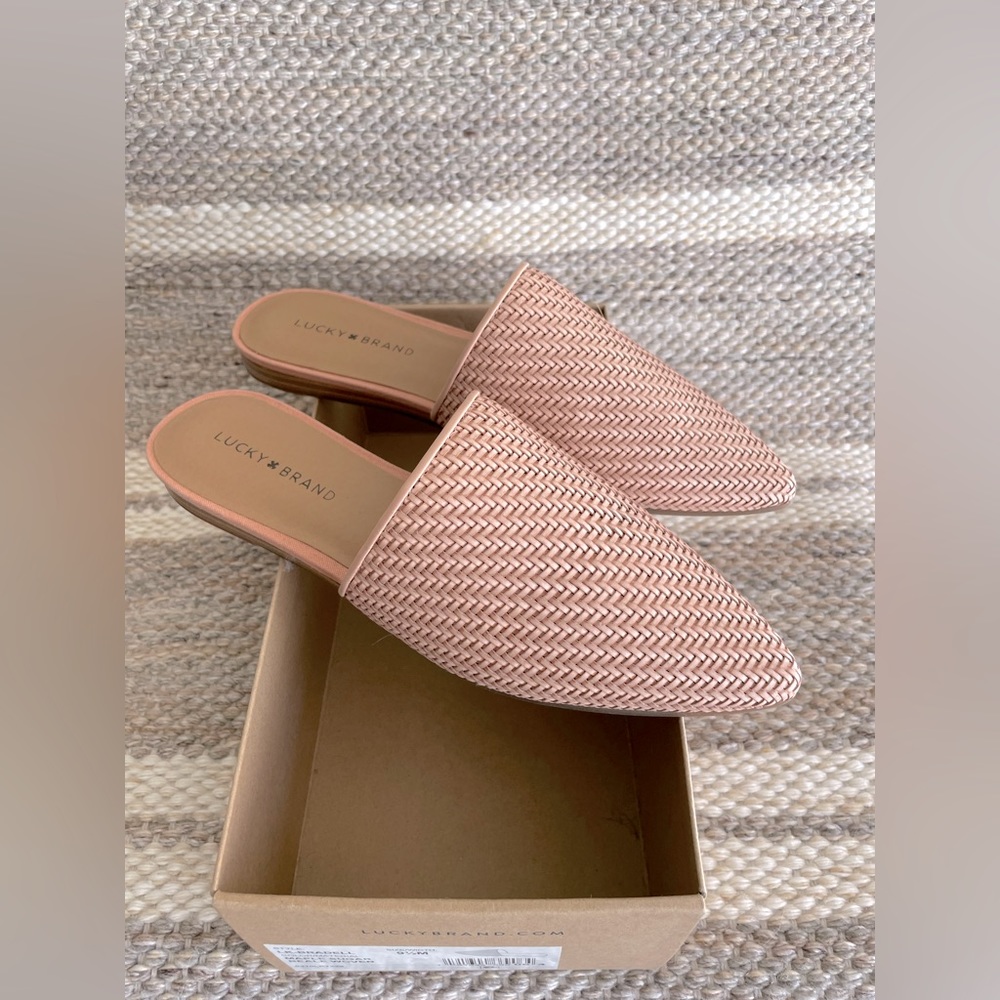 Lucky Bradell Woven Leather Slides/Miles Flats, Brand New, 9.5
